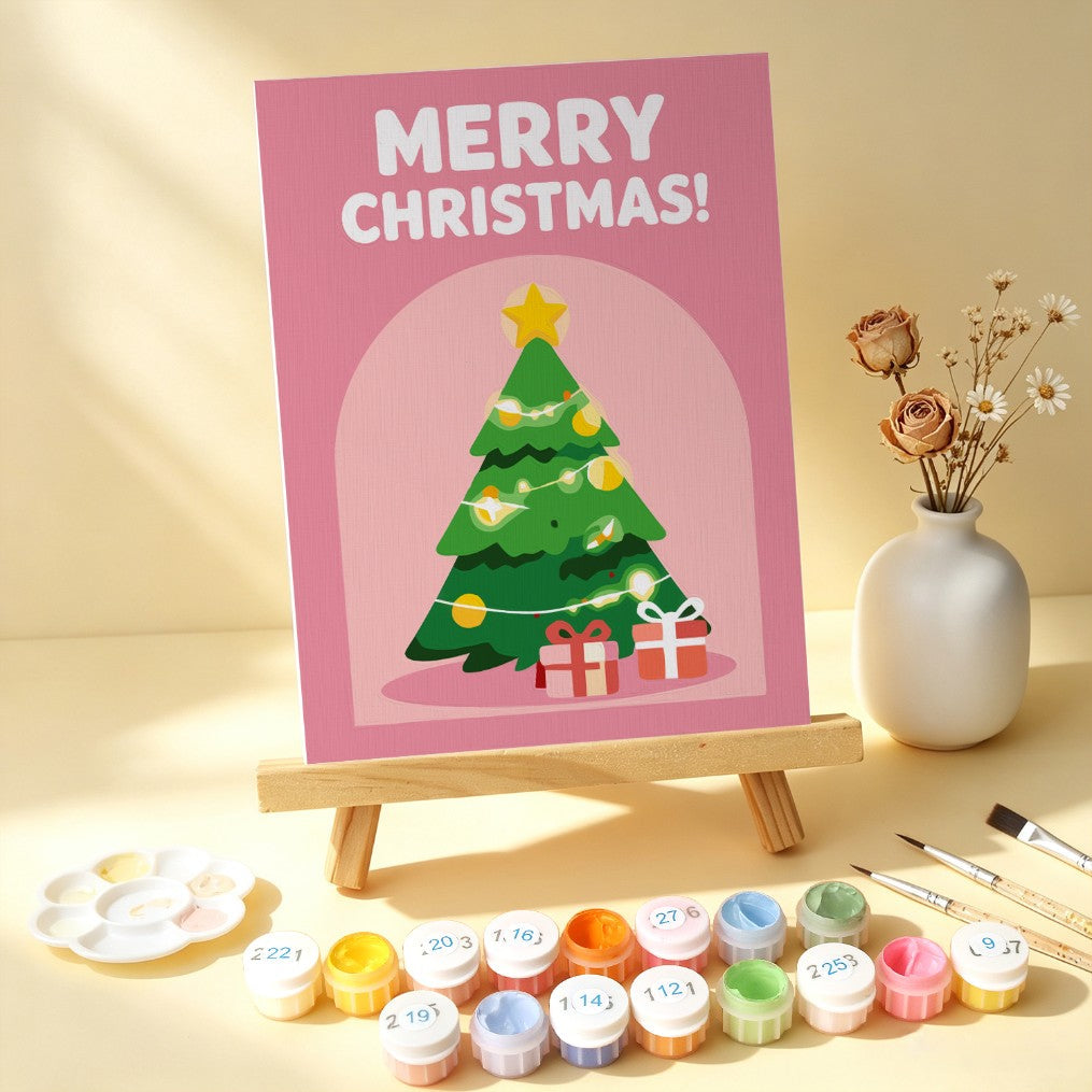 6 Houten Plaat Mini Paintings – Kerstwensen Set