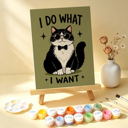 6 Houten Plaat Mini Paintings – Ondeugende Katten Set