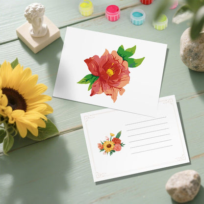 5 Schilderen op Nummer Ansichtkaarten - Bloemen set