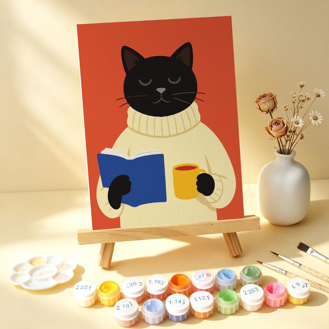 6 Houten Plaat Mini Paintings – Gezellig Kattenseizoen Set