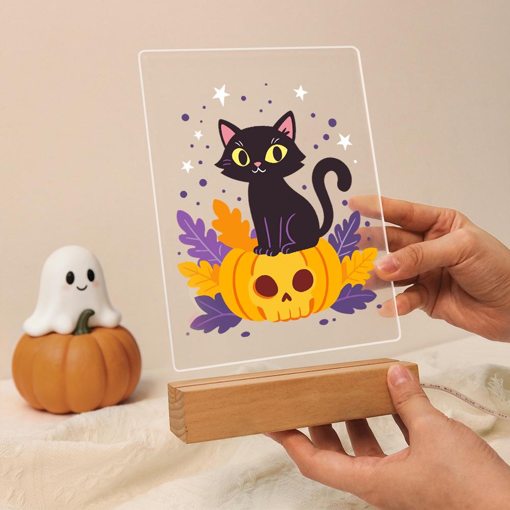 Schilder op Nummer Halloween Lamp - Pompoenkat