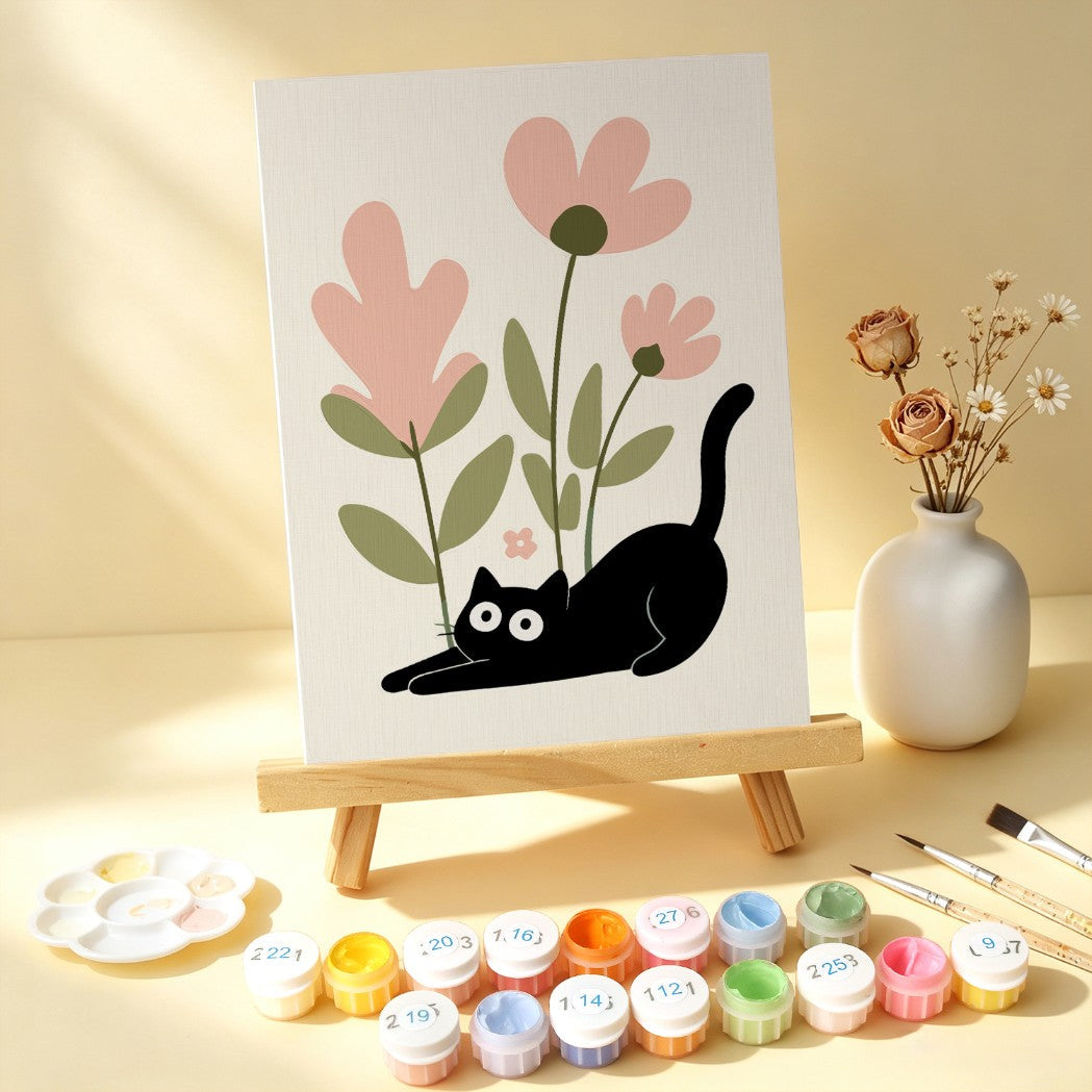 6 Houten Plaat Mini Paintings – Katten tussen Planten Set