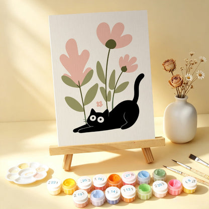 6 Houten Plaat Mini Paintings – Katten tussen Planten Set