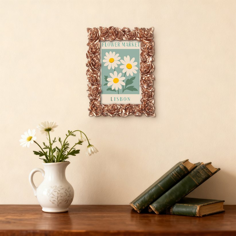 Mini Painting met Fotolijst – Bloemenmarkt Lissabon