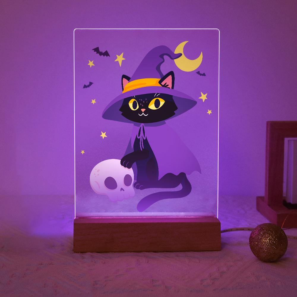 Schilder op Nummer Halloween Lamp - Heksenkat