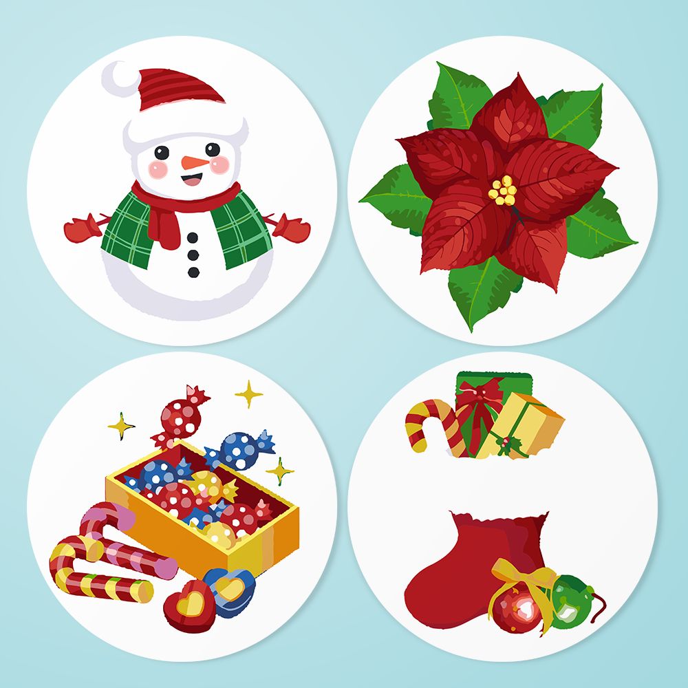 Schilder Op Nummers - Schilderen op Nummer - 4 Placemats | Kerst set