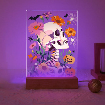 Schilder op Nummer Halloween Lamp - Bloemenschedel