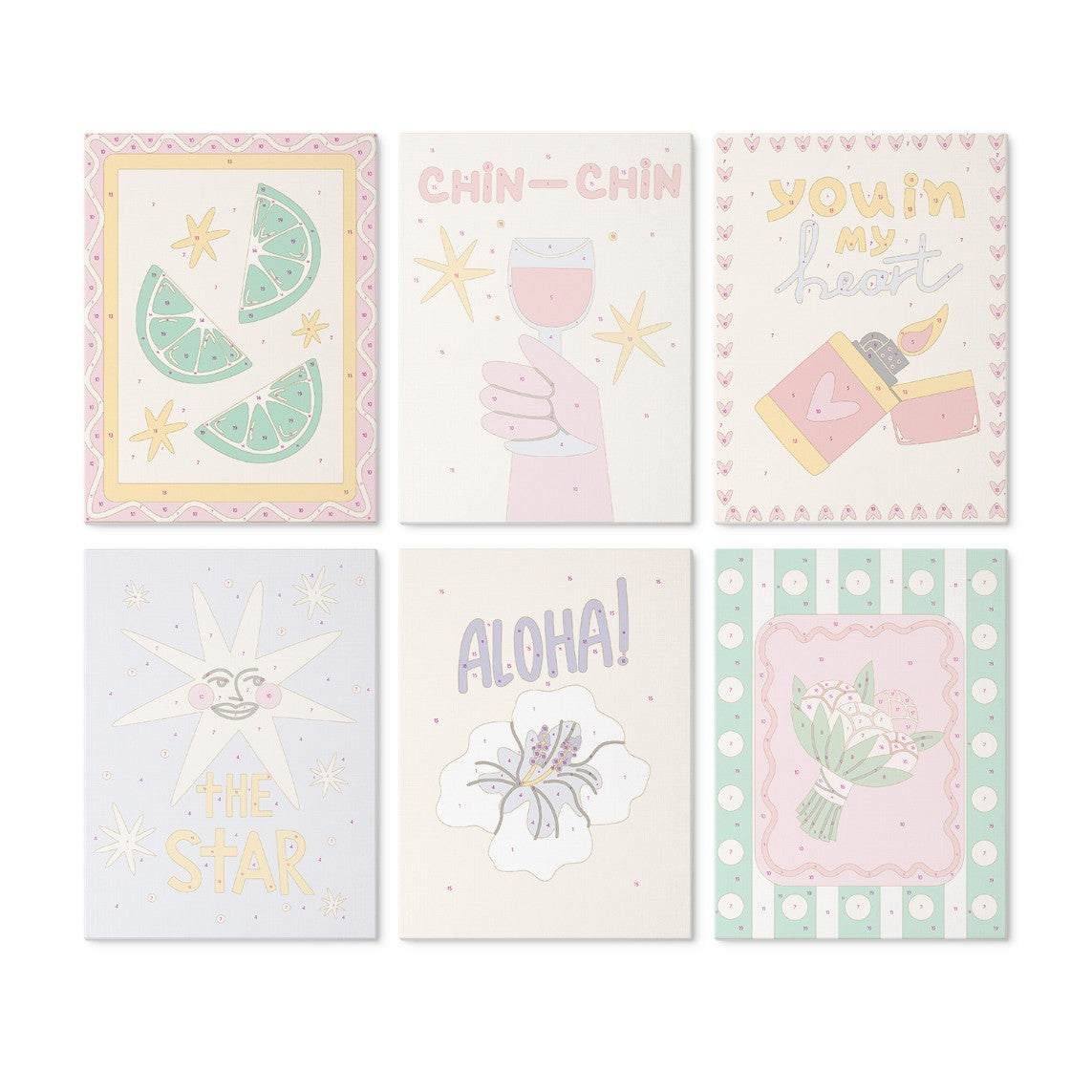 6 Houten Plaat Mini Paintings – Proosten en Wensen Set