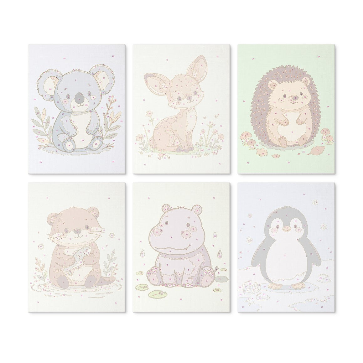 6 Houten Plaat Mini Paintings – Kleine Dierenvriendjes Set