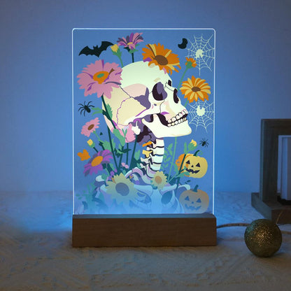 Schilder op Nummer Halloween Lamp - Bloemenschedel