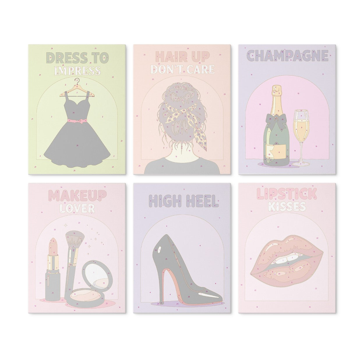 6 Houten Plaat Mini Paintings – Glamour Essentials Set