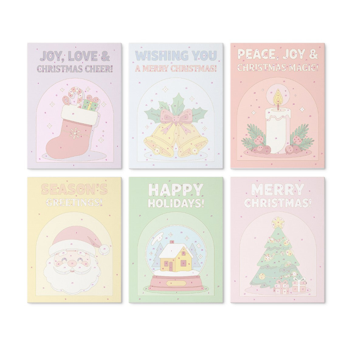 6 Houten Plaat Mini Paintings – Kerstwensen Set