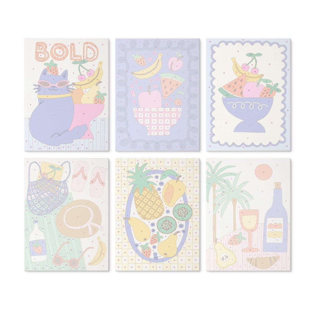 6 Houten Plaat Mini Paintings – Tropische Vakantie Set