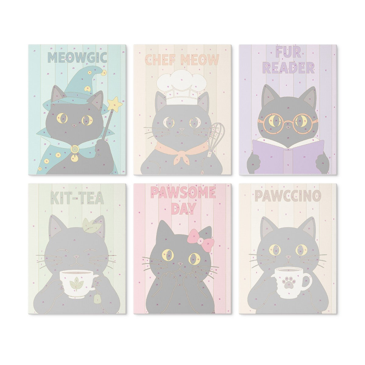 6 Houten Plaat Mini Paintings – Koffie & Snorharen Set