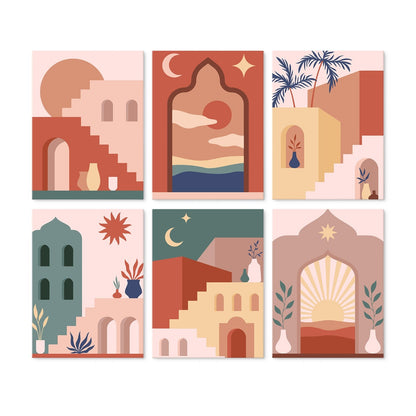 6 Houten Plaat Mini Paintings – Woestijndeuren Set