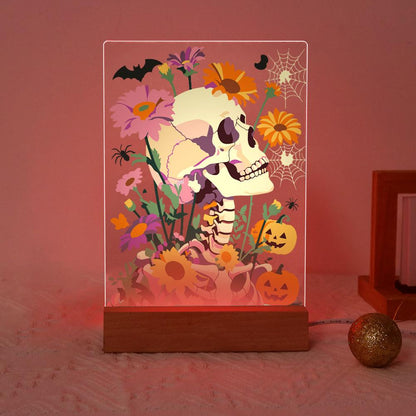 Schilder op Nummer Halloween Lamp - Bloemenschedel