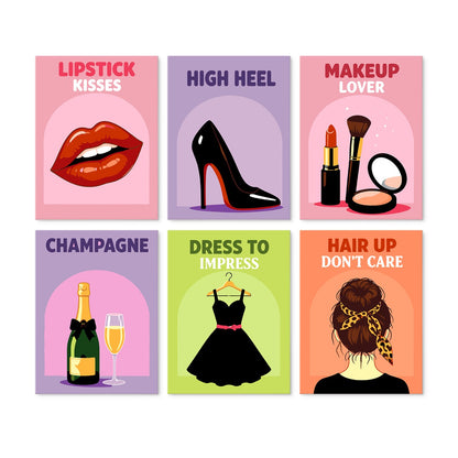 6 Houten Plaat Mini Paintings – Glamour Essentials Set