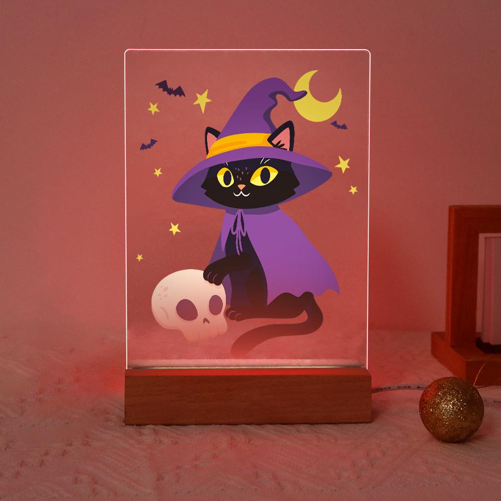 Schilder op Nummer Halloween Lamp - Heksenkat