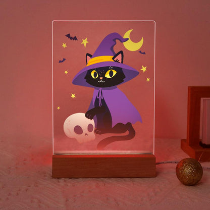 Schilder op Nummer Halloween Lamp - Heksenkat