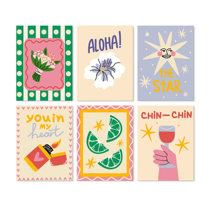 6 Houten Plaat Mini Paintings – Proosten en Wensen Set