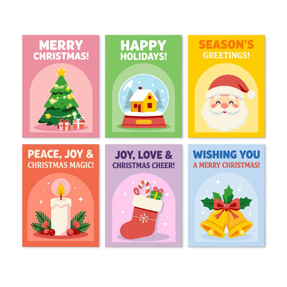 6 Houten Plaat Mini Paintings – Kerstwensen Set