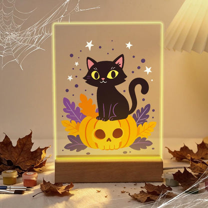 Schilder op Nummer Halloween Lamp - Pompoenkat
