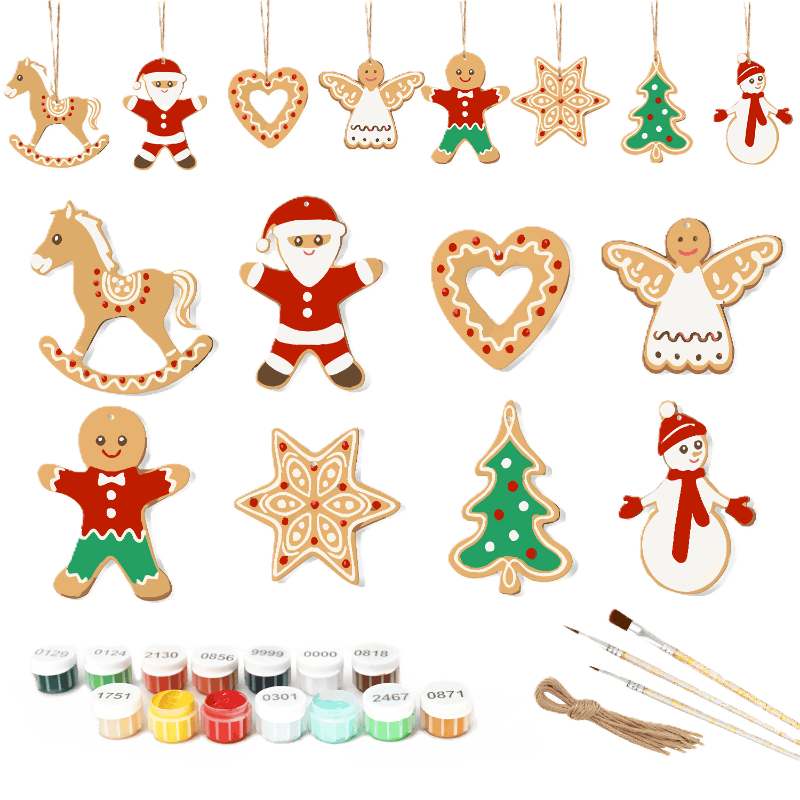 8 XL Schilder op Nummer Kersthangers - Peperkoek Kerst Set