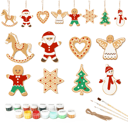 8 XL Schilder op Nummer Kersthangers - Peperkoek Kerst Set