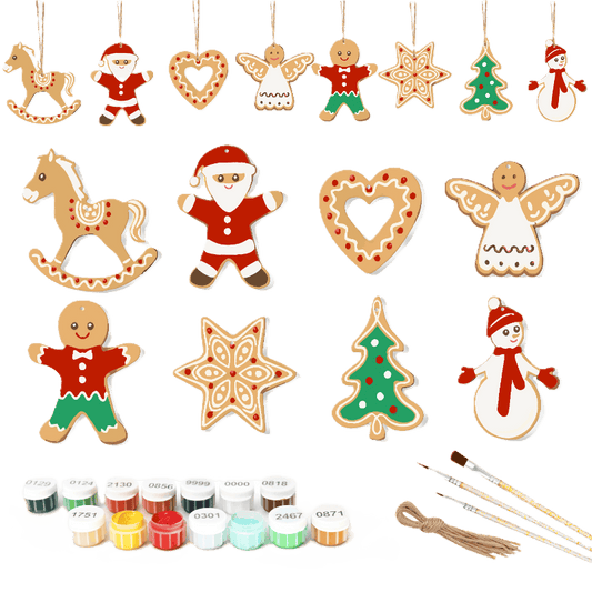 8 XL Schilder op Nummer Kersthangers - Peperkoek Kerst Set