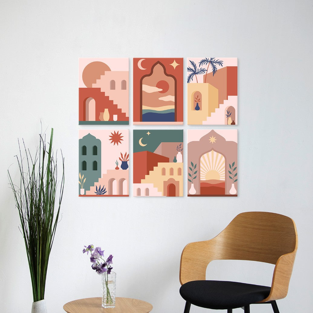 6 Houten Plaat Mini Paintings – Woestijndeuren Set