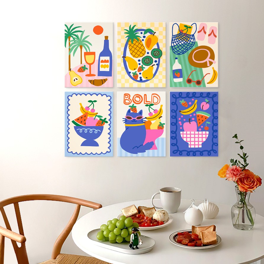 6 Houten Plaat Mini Paintings – Tropische Vakantie Set