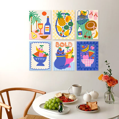 6 Houten Plaat Mini Paintings – Tropische Vakantie Set