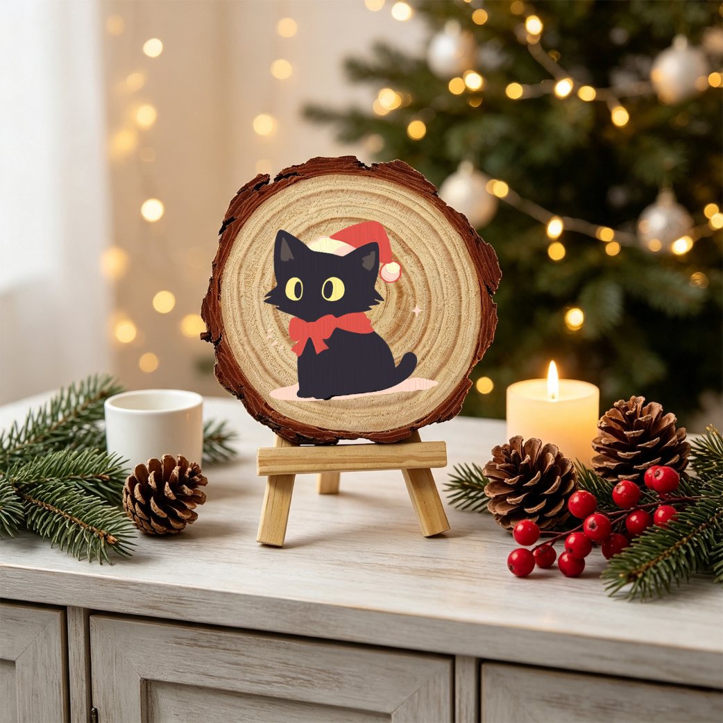 Schilder op Nummer Boomschijf - Kerstkat