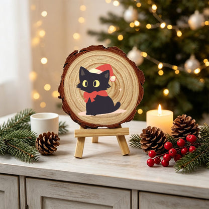Schilder op Nummer Boomschijf - Kerstkat