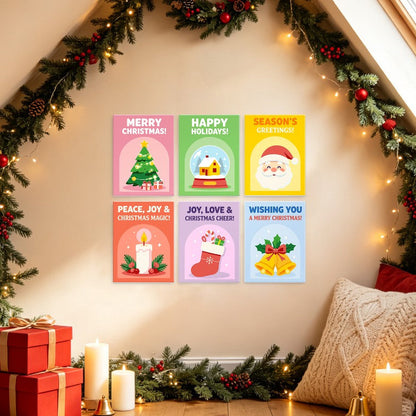 6 Houten Plaat Mini Paintings – Kerstwensen Set