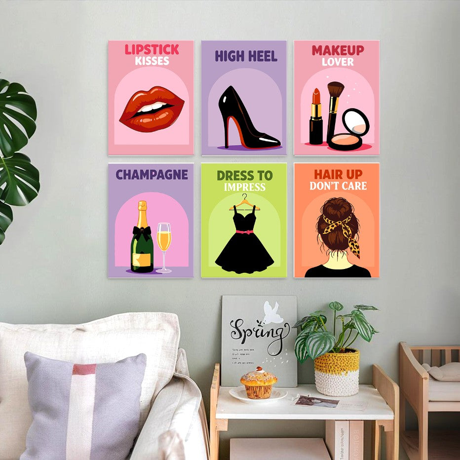 6 Houten Plaat Mini Paintings – Glamour Essentials Set