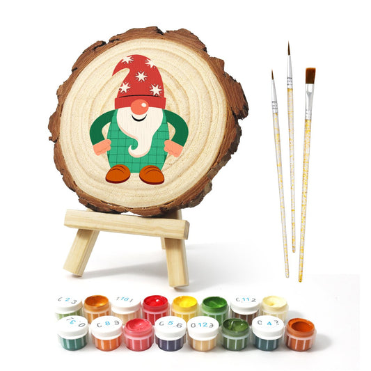 Schilder op Nummer Boomschijf - Kerstkabouter - Schilder Op Nummers