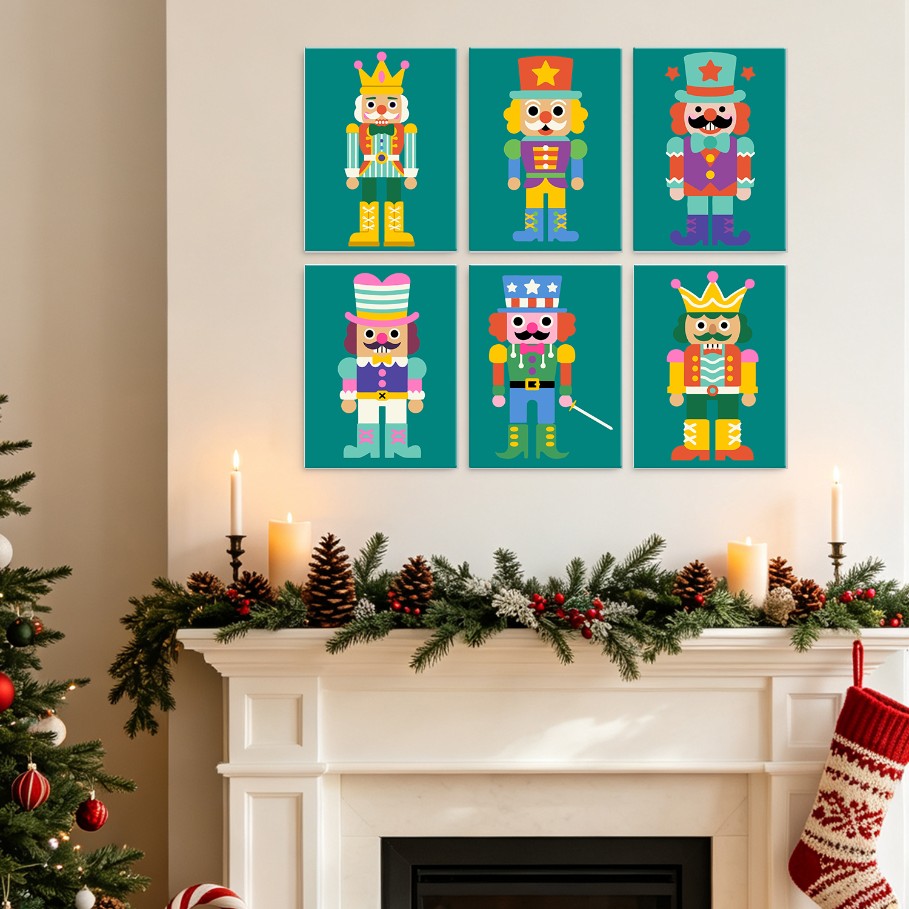 6 Houten Plaat Mini Paintings – Notenkraker Set