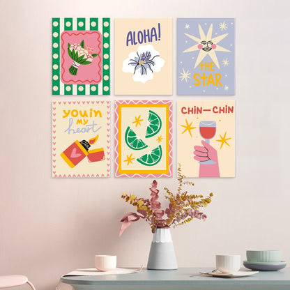 6 Houten Plaat Mini Paintings – Proosten en Wensen Set