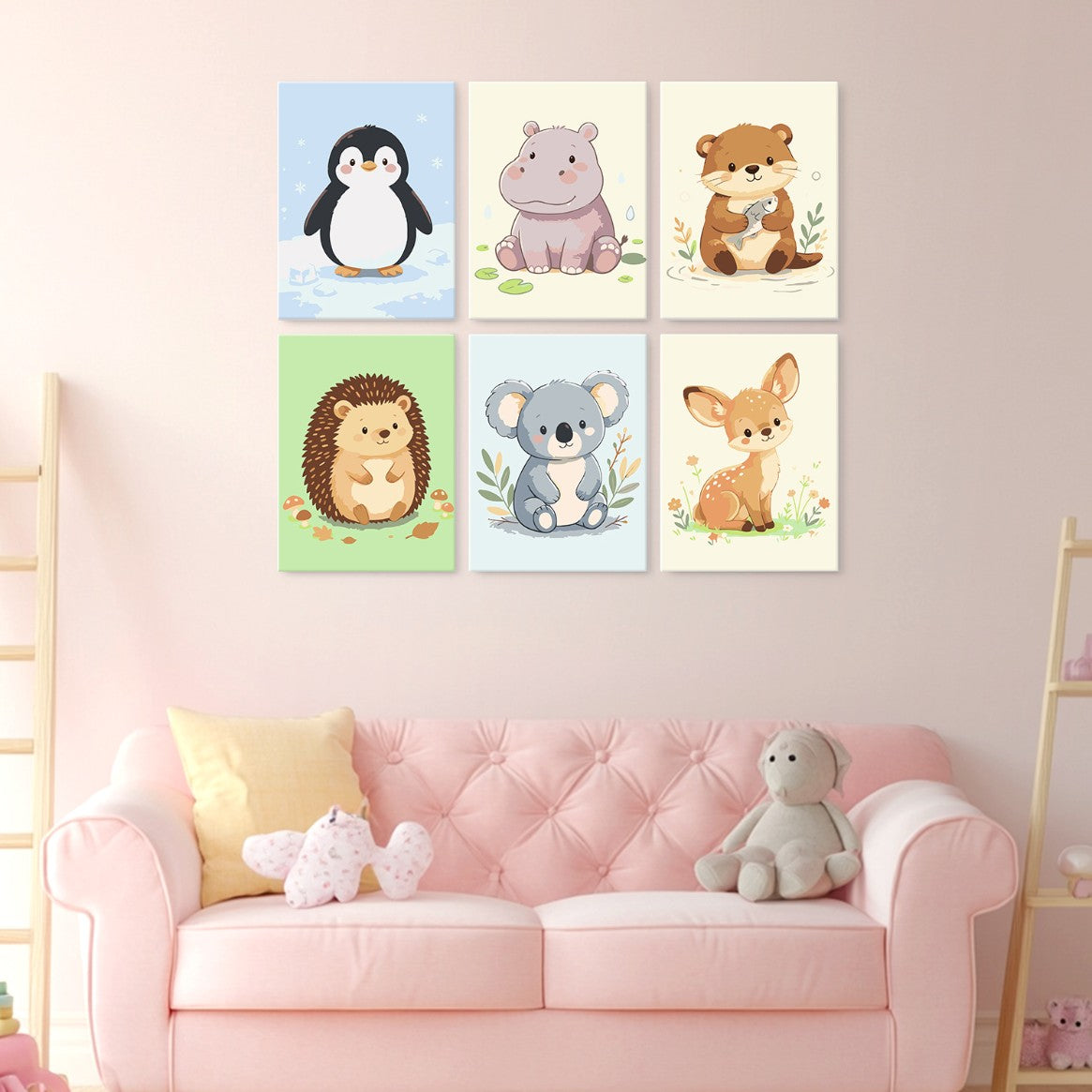 6 Houten Plaat Mini Paintings – Kleine Dierenvriendjes Set
