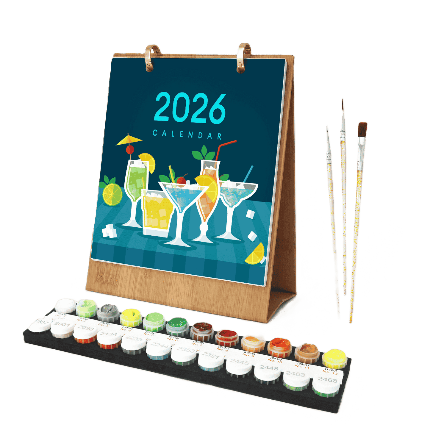 2026 Schilderen op Nummer Bureaukalender – Deluxe Cocktail Editie