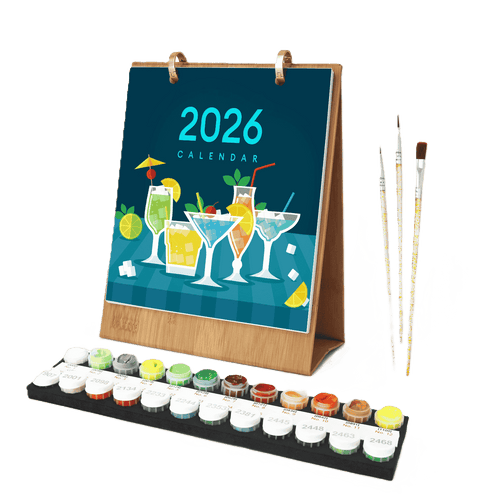 2026 Schilderen op Nummer Bureaukalender – Deluxe Cocktail Editie