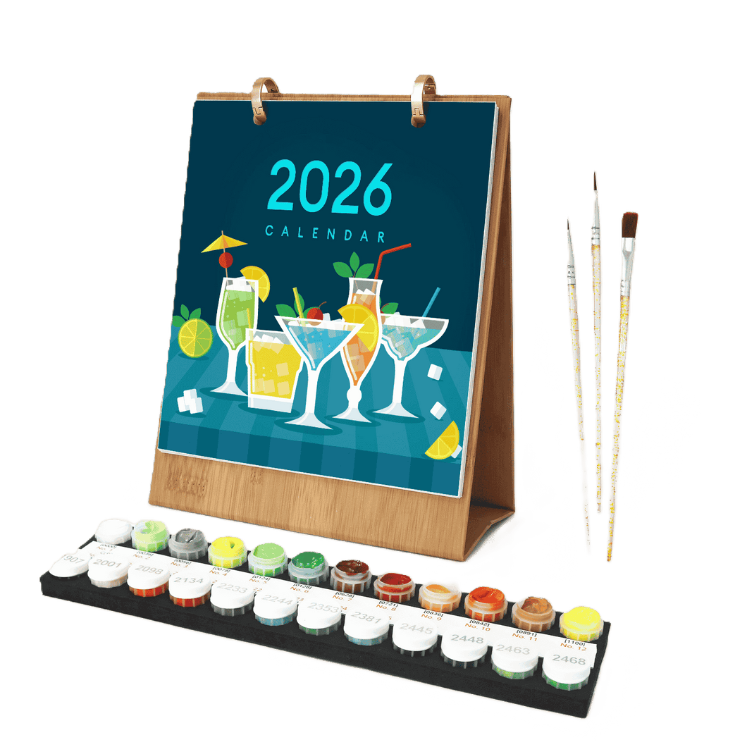 2026 Schilderen op Nummer Bureaukalender – Deluxe Cocktail Editie