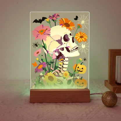 Schilder op Nummer Halloween Lamp - Bloemenschedel
