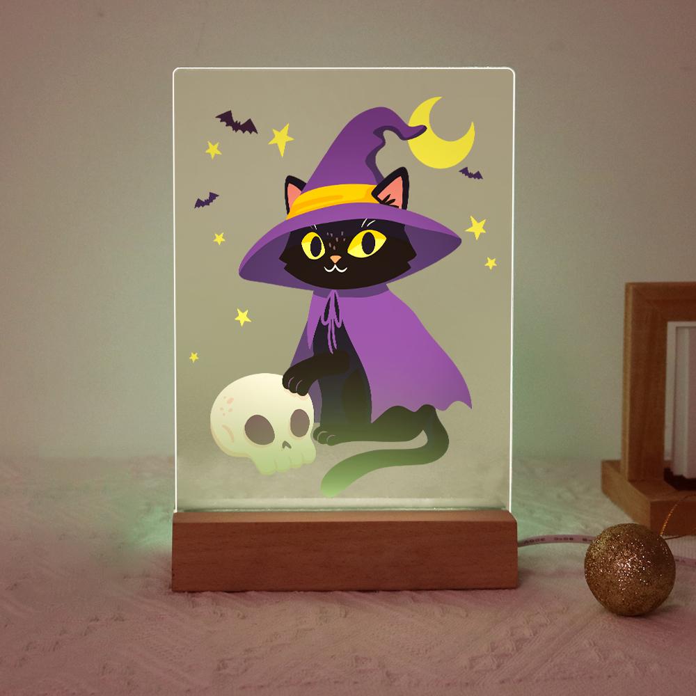 Schilder op Nummer Halloween Lamp - Heksenkat
