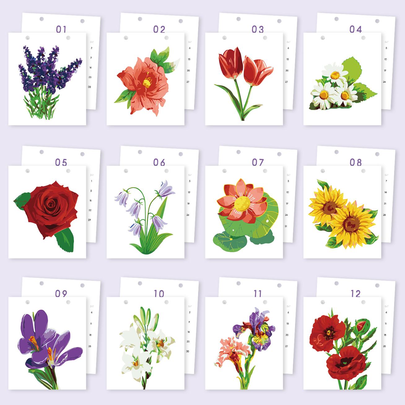 2027 Schilderen op Nummer Bureaukalender – Bloemen Editie