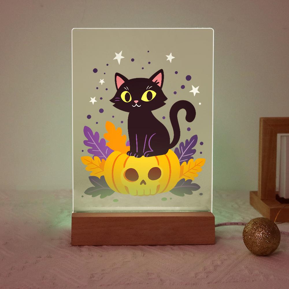 Schilder op Nummer Halloween Lamp - Pompoenkat