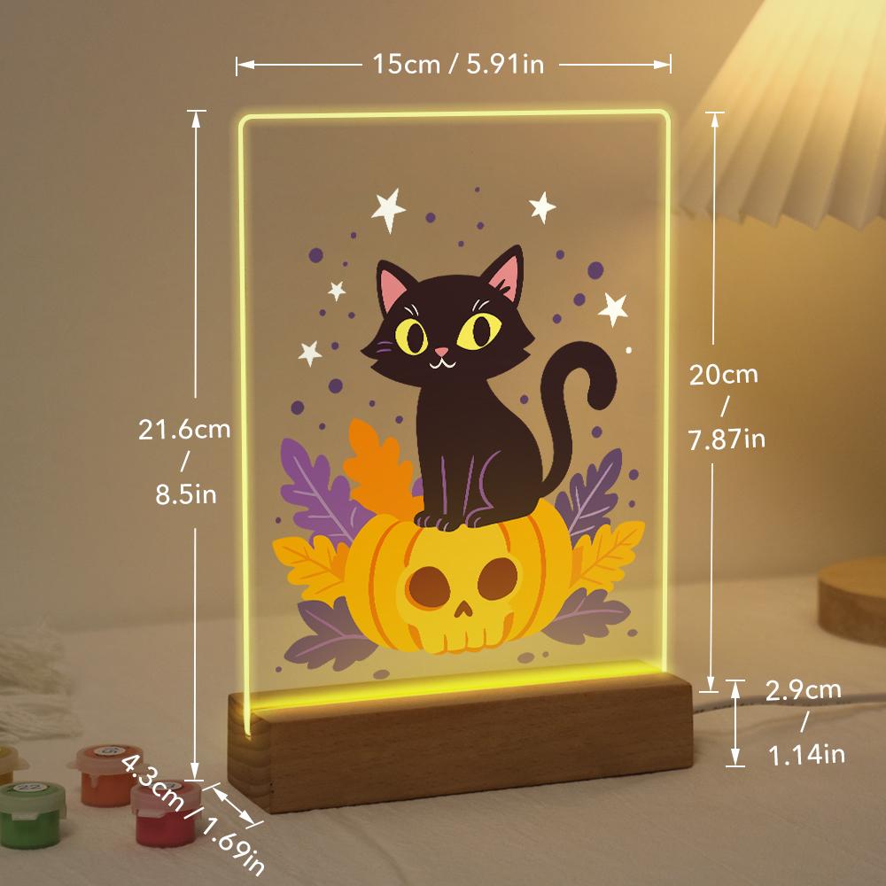Schilder op Nummer Halloween Lamp - Pompoenkat