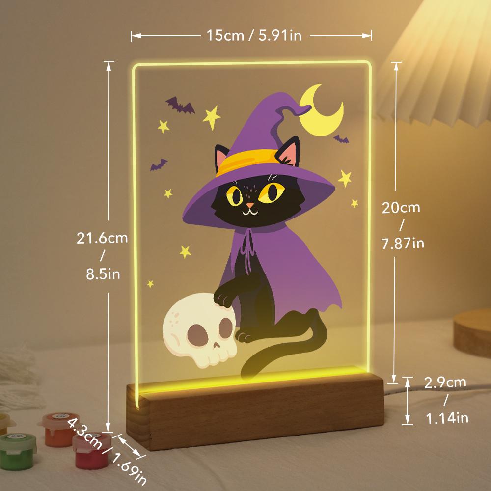 Schilder op Nummer Halloween Lamp - Heksenkat