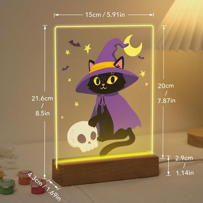 Schilder op Nummer Halloween Lamp - Heksenkat
